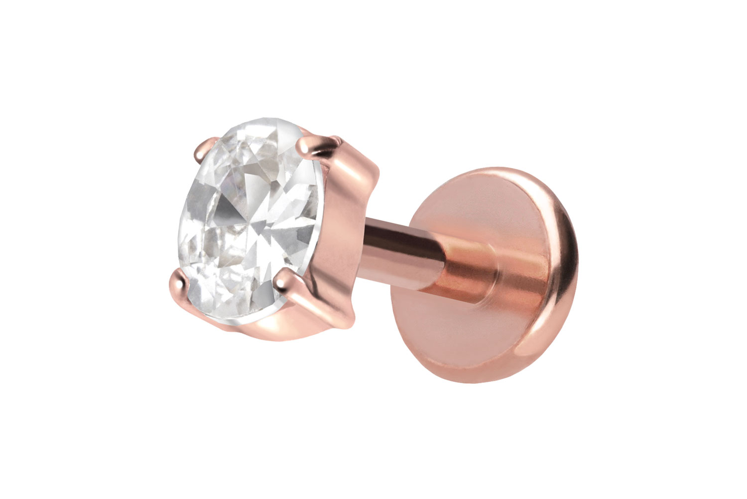 Titan Labret Piercing mit Push Fit EINGEFASSTES KRISTALLOVAL